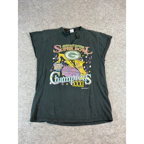 VINTAGE Green Bay Packers Super Bowl XXXI Champions NFL Shirt Mens Large Green - Picture 1 of 5